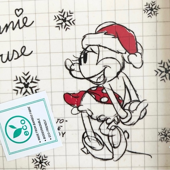 Disney Christmas Sketch Mickey and Minnie Mouse Bamboo Rectangular Serving Tray - Picture 7 of 12